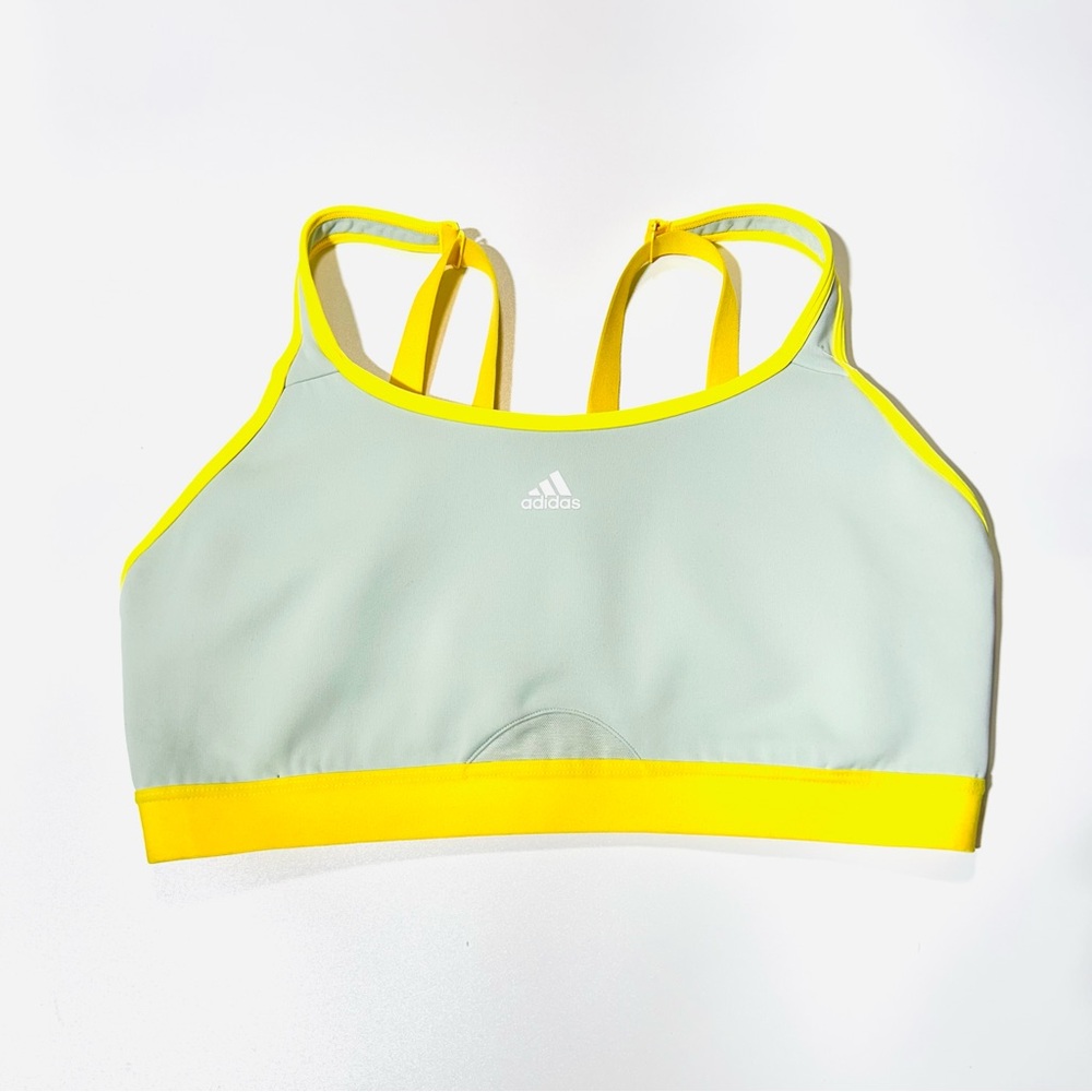 adidas Women’s Light Green & Yellow Strappy Sports Bra